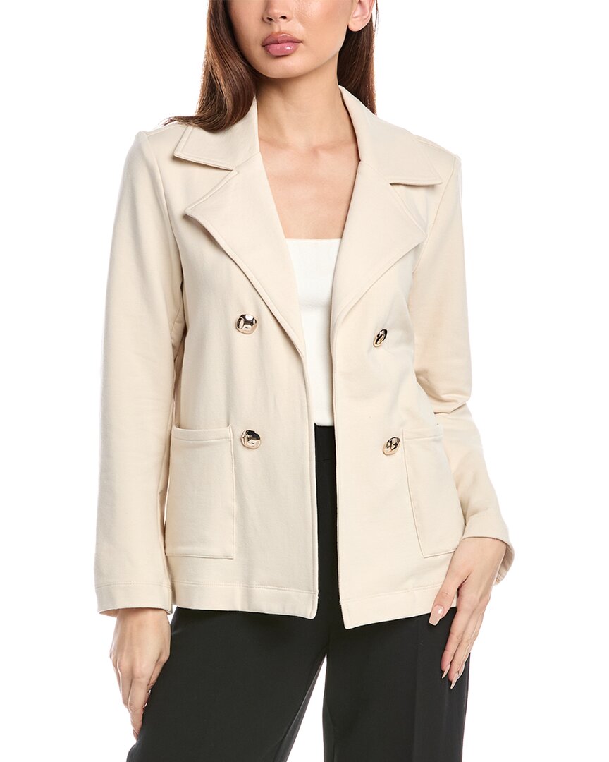 Shop Anne Klein Relaxed Faux Double-breasted Jacket In Beige