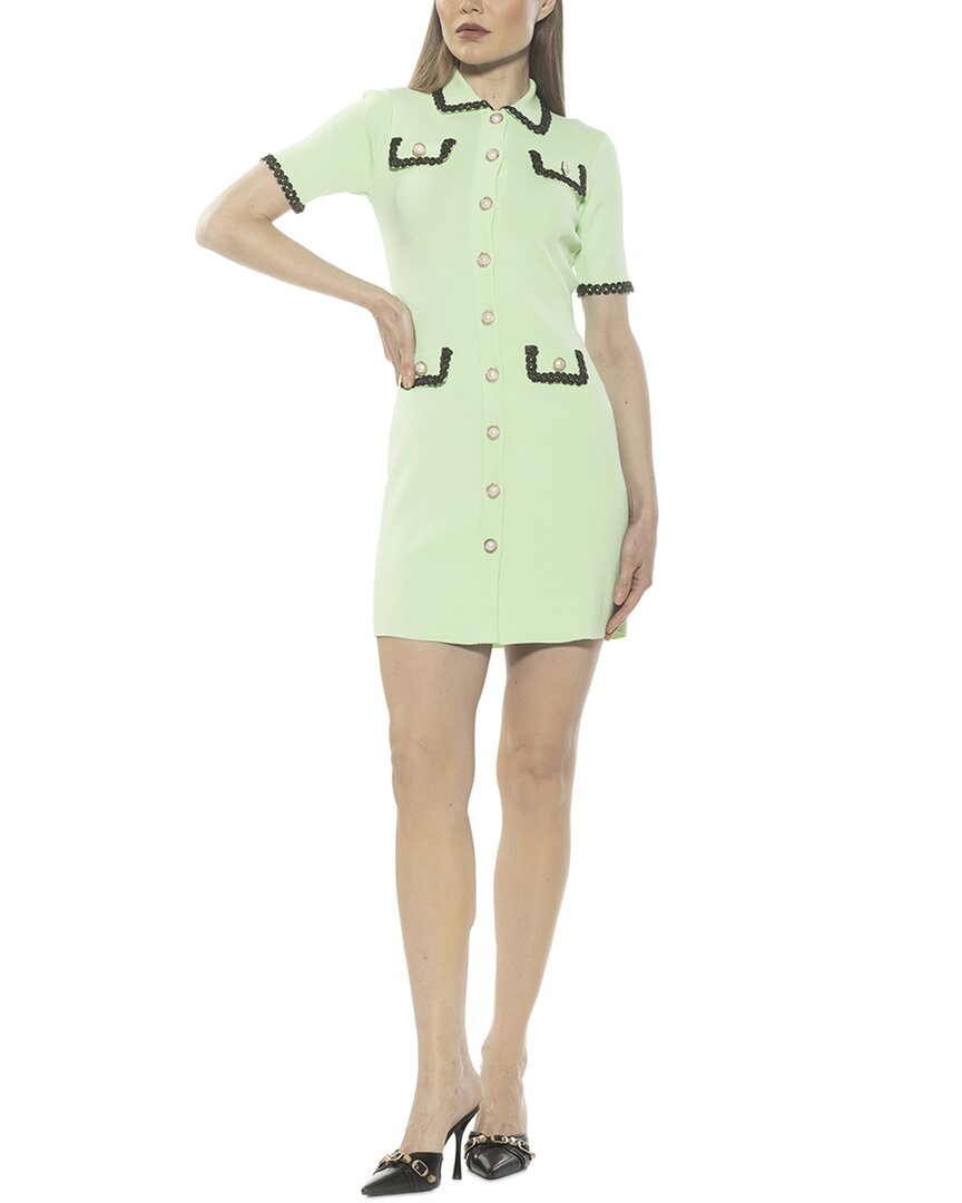 Alexia Admor Odette Short Sleeve Knit Shirtdress In Green