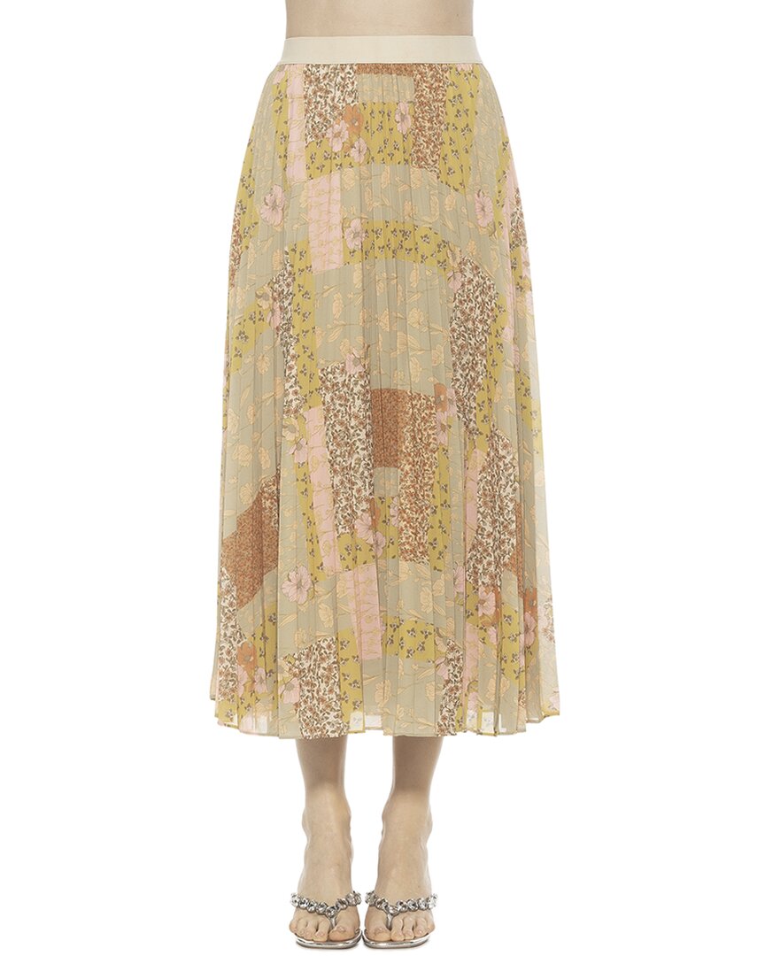 Alexia Admor Kesia Midi Chiffon Pleated Skirt In Beige