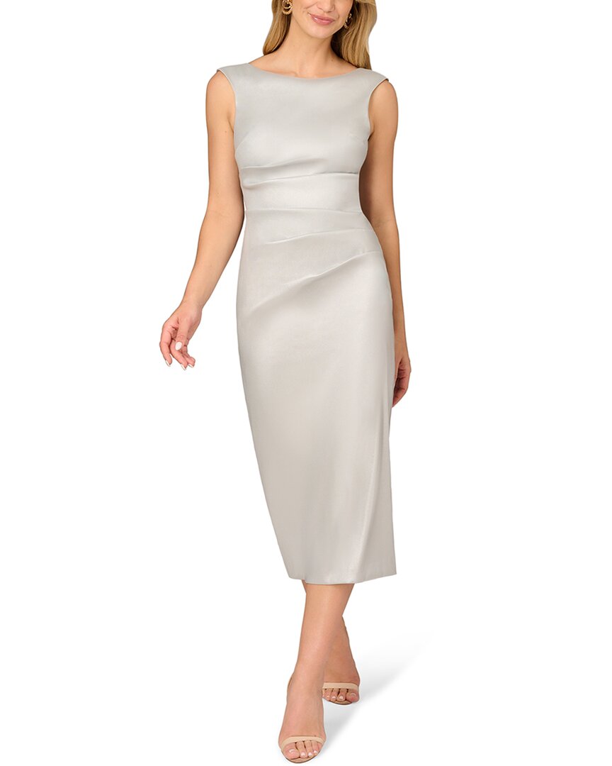 Aidan Mattox Mikado Foiled Midi Dress In Blue