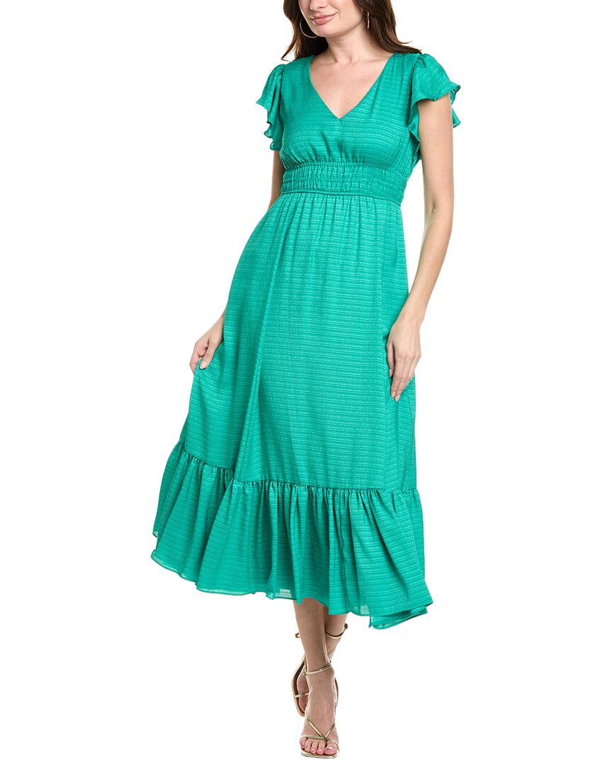 Taylor Satin Escada Stripe Jacquard Maxi Dress In Green