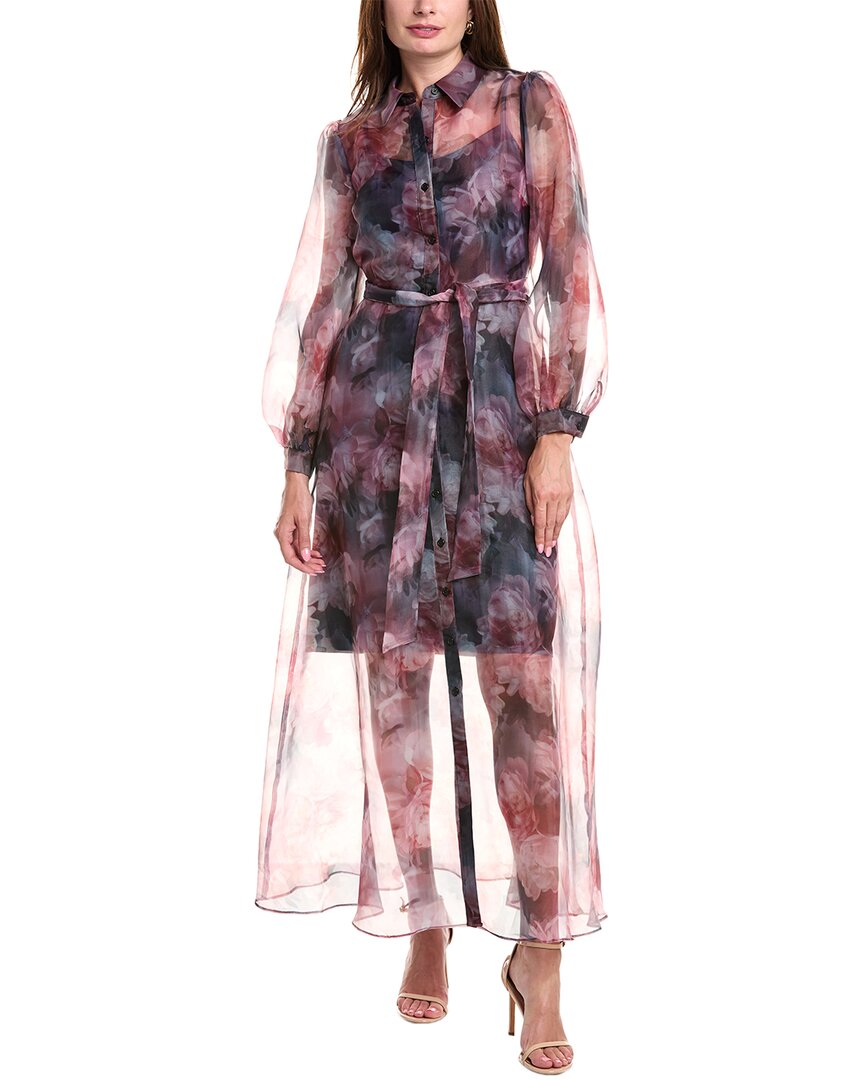 Julia Jordan Floral Chiffon Button-up Gown In Purple