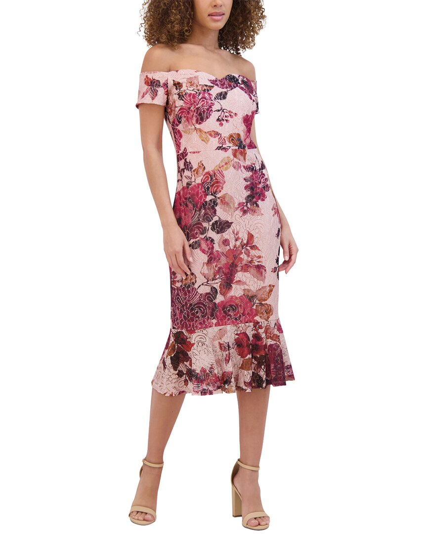 Siena Women's Off-the-shoulder Printed Floral Lace Midi Dress