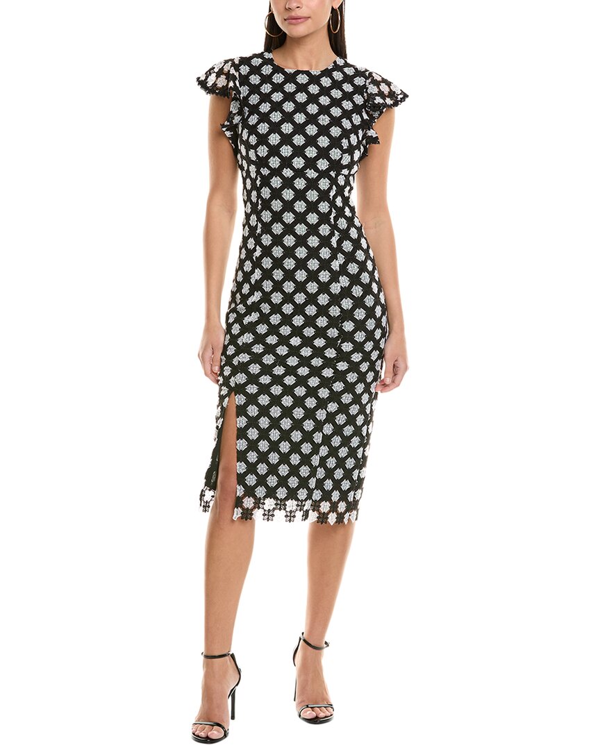 Shoshanna Aya Lace Midi Dress In Black