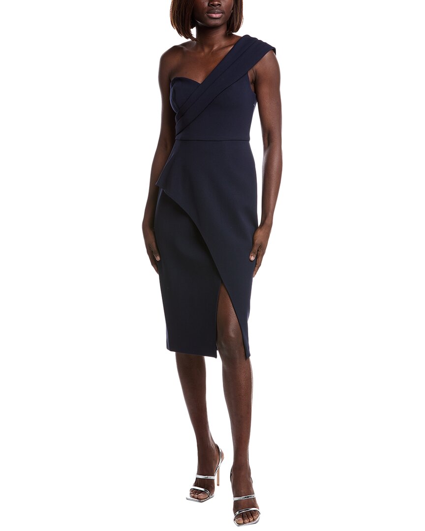 Aidan Mattox Bonded Crepe Midi Dress In Blue