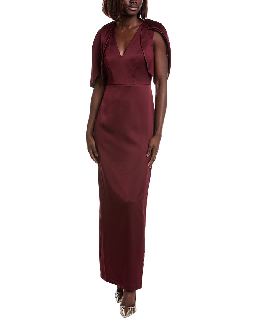 Aidan Mattox Embellished Neckline A-line Gown In Red
