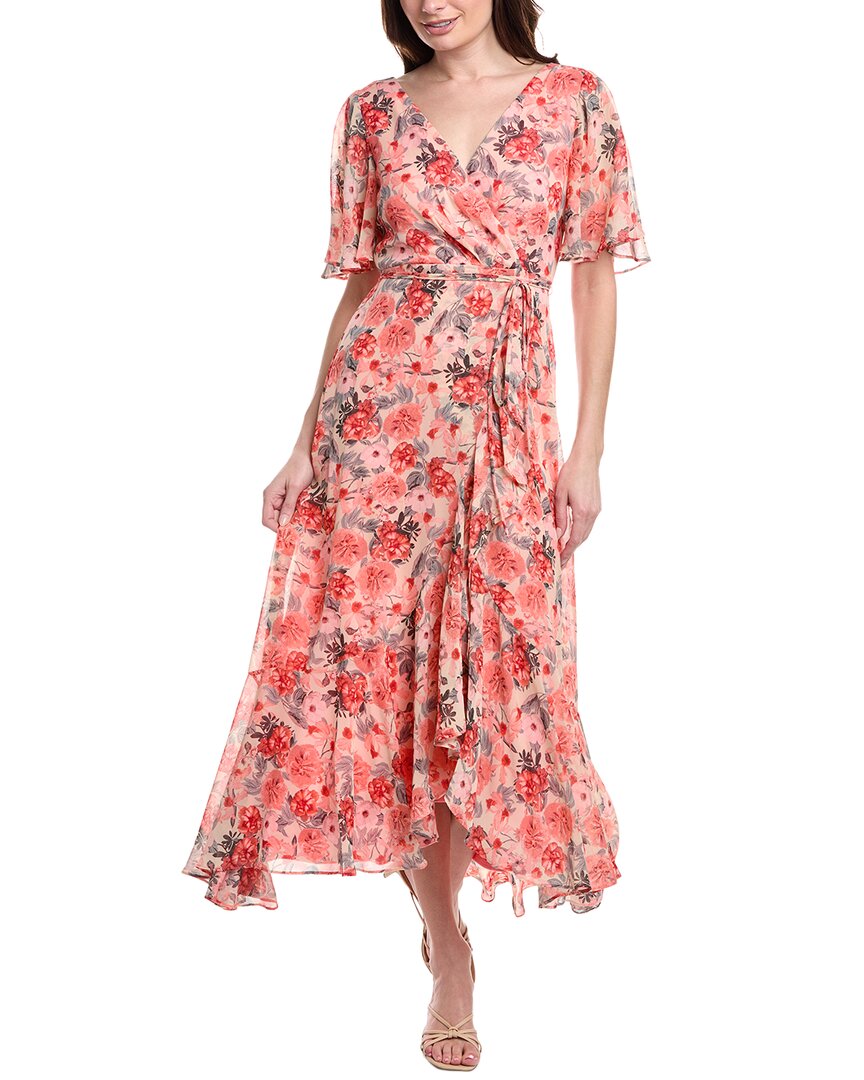 Taylor Chiffon Faux Wrap Maxi Dress In Pink