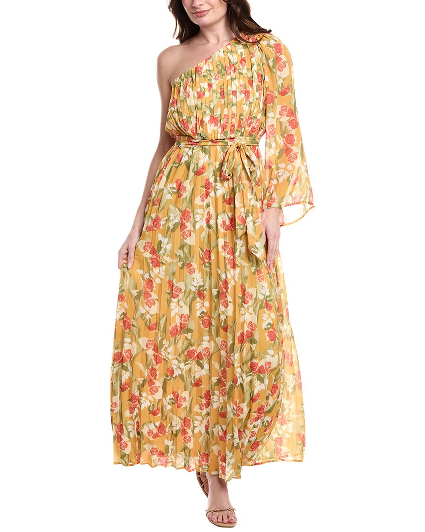 Marion One-shoulder Maxi Dress In Gold