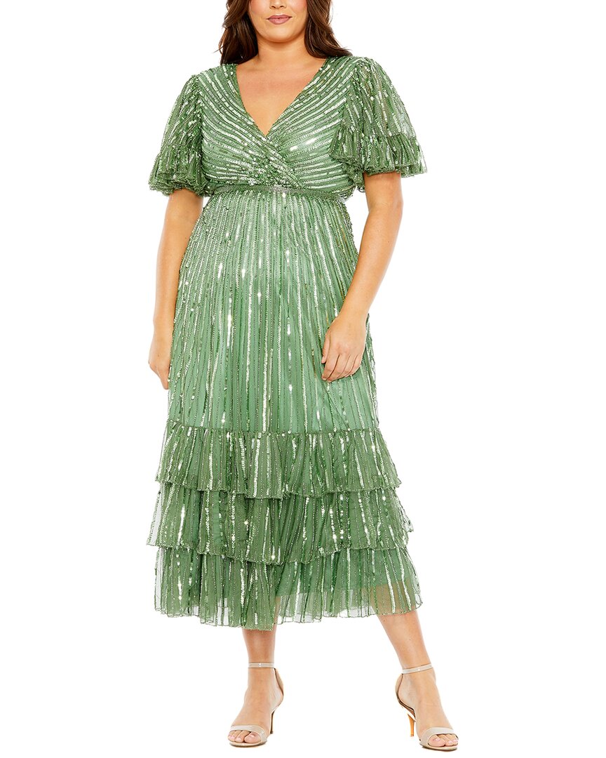 Mac Duggal Plus Embellished Surplice Midi Dress