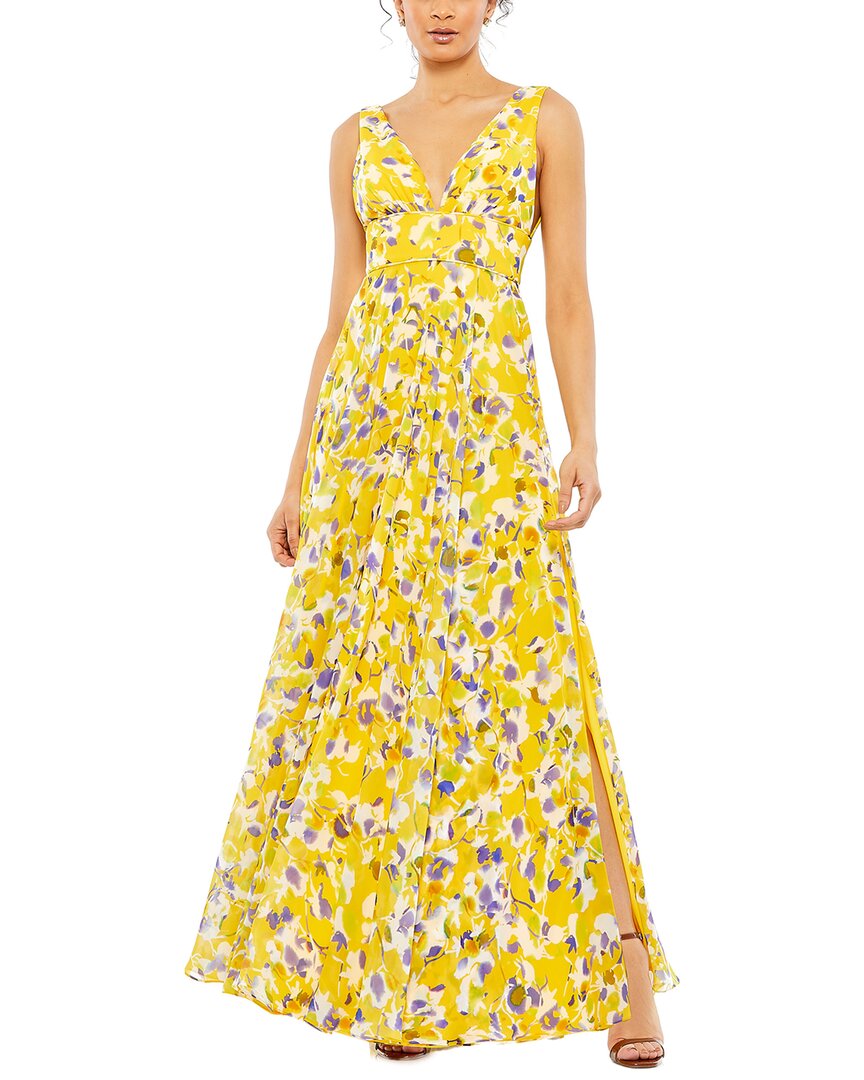 Mac Duggal Floral Plunge V-neck Gown