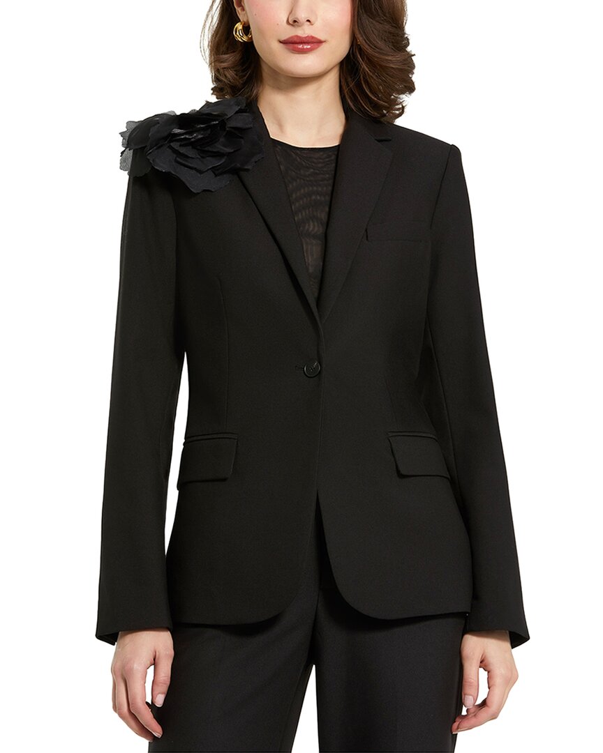 Mac Duggal Classic Crepe Blazer Jacket With Flower