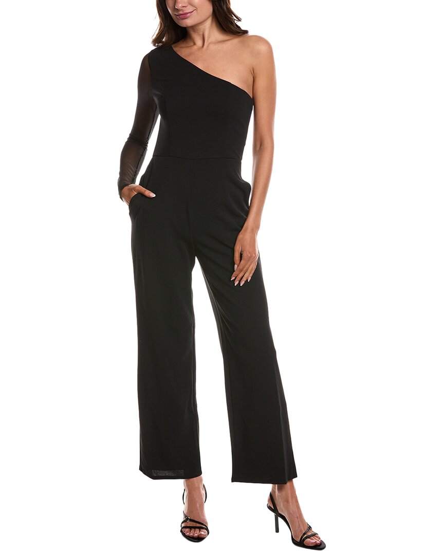 Shop Bebe One-sleeve Jumpsuit In Black