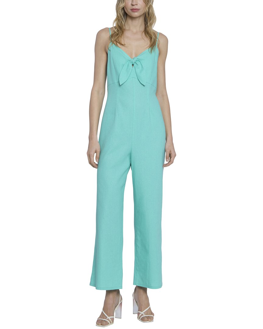 Donna Morgan For Maggy Knotted Bow Linen Blend Jumpsuit In Green