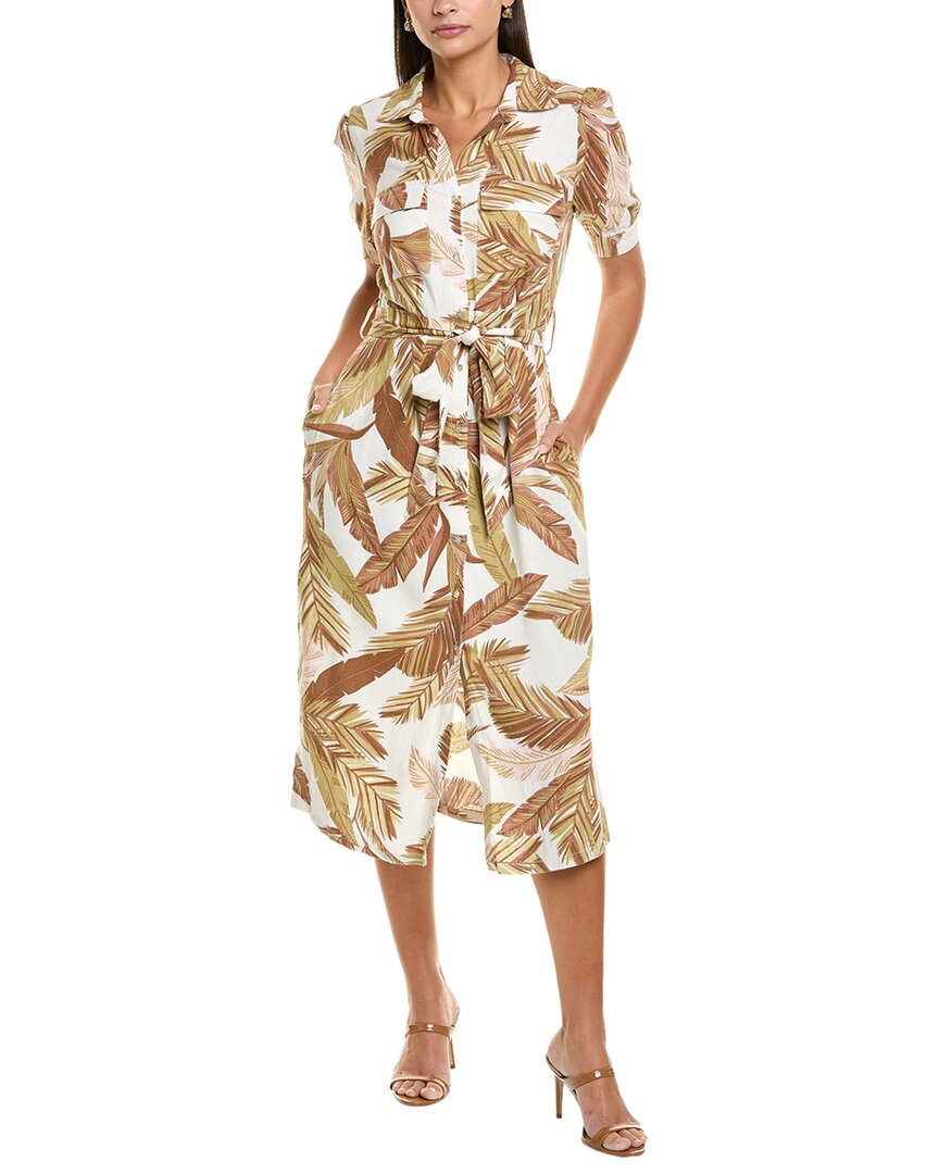 Nicole Miller Jade Linen-blend Midi Dress In Multi