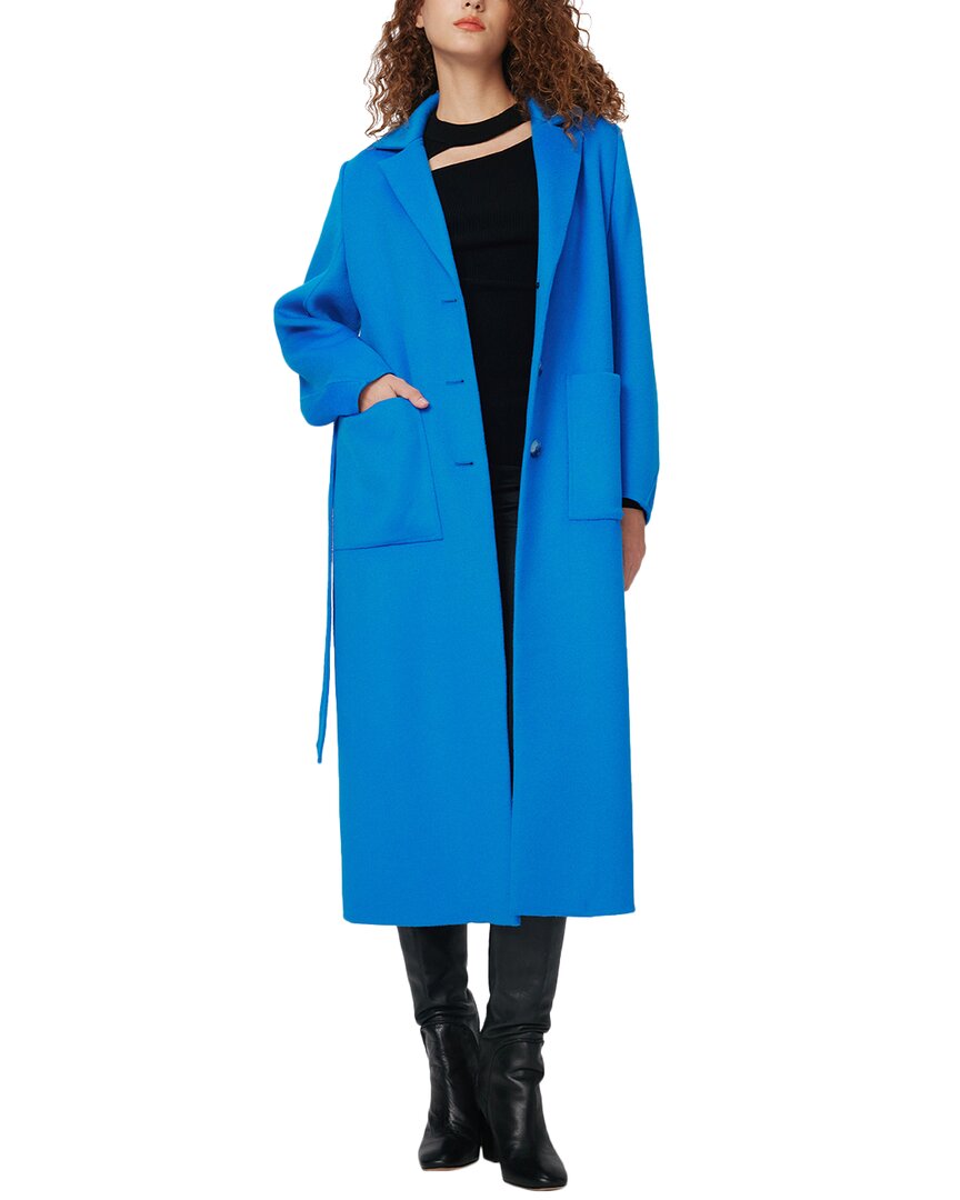 Diane Von Furstenberg Felted Wool Long Coat In Blue
