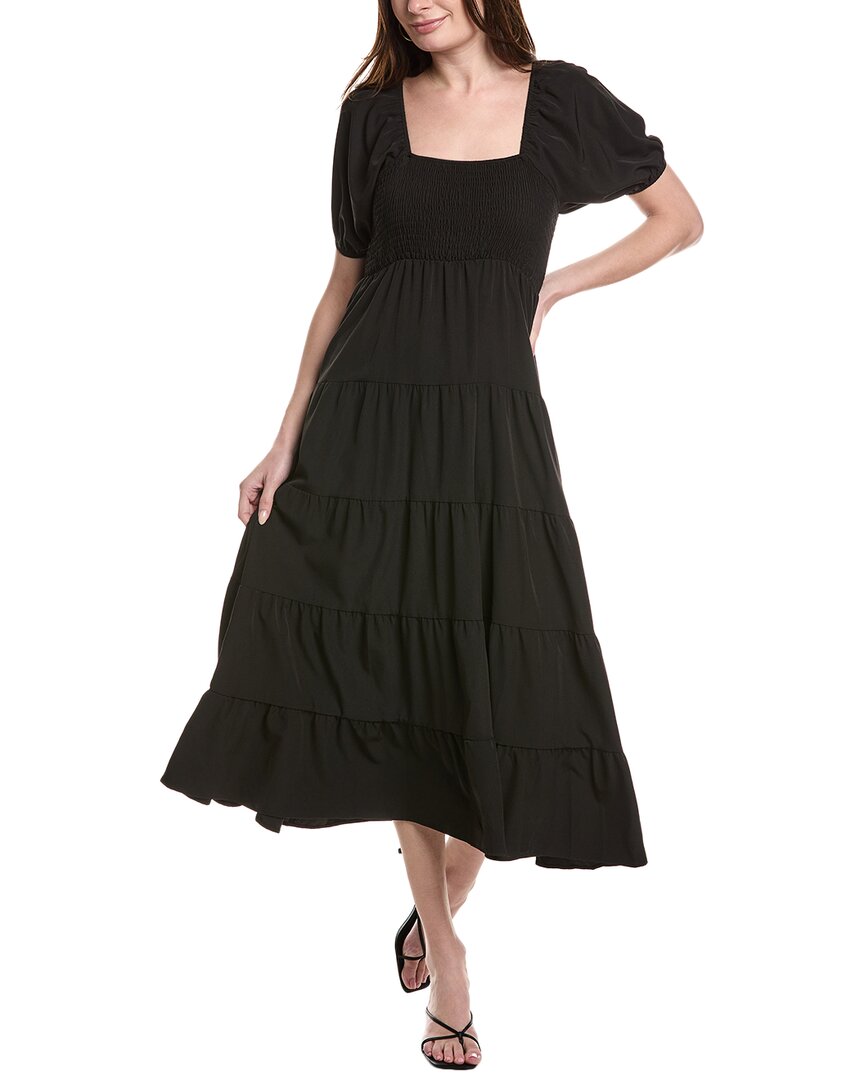 Maison Maar Tiered Midi Dress In Black