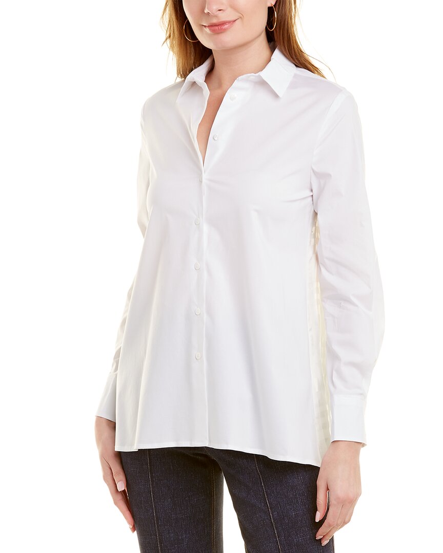 Shop Pearl By Lela Rose Sheer Plaid Back Shirt In White