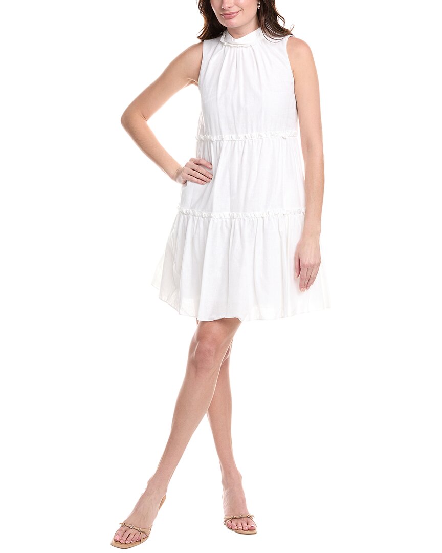 Vince Camuto Tiered Linen-blend A-line Dress In White