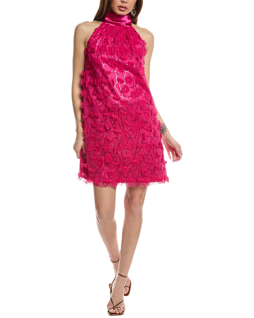 Shop Eliza J Embroidered Halter Mini Dress In Pink