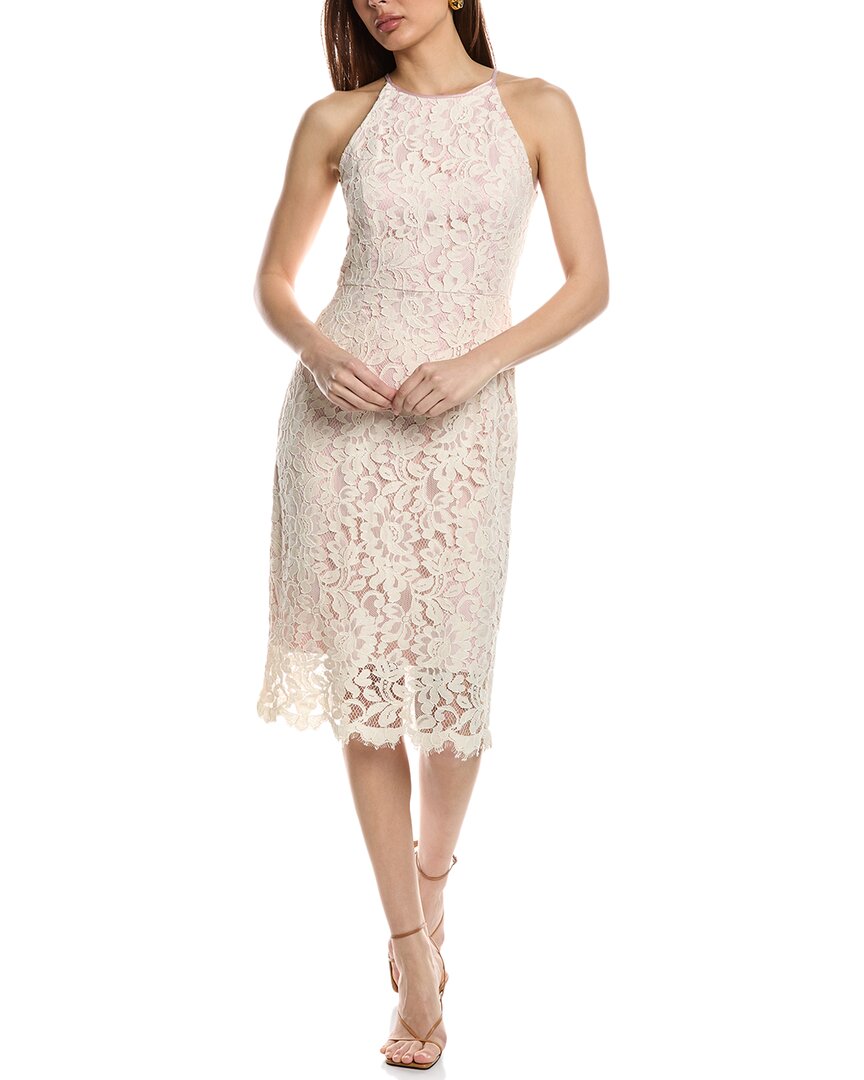 Eliza J Petites Womens Lace Knee-length Halter Dress In White