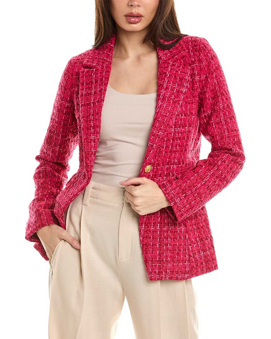 Shop Ellen Tracy Chenille Tweed Blazer In Pink