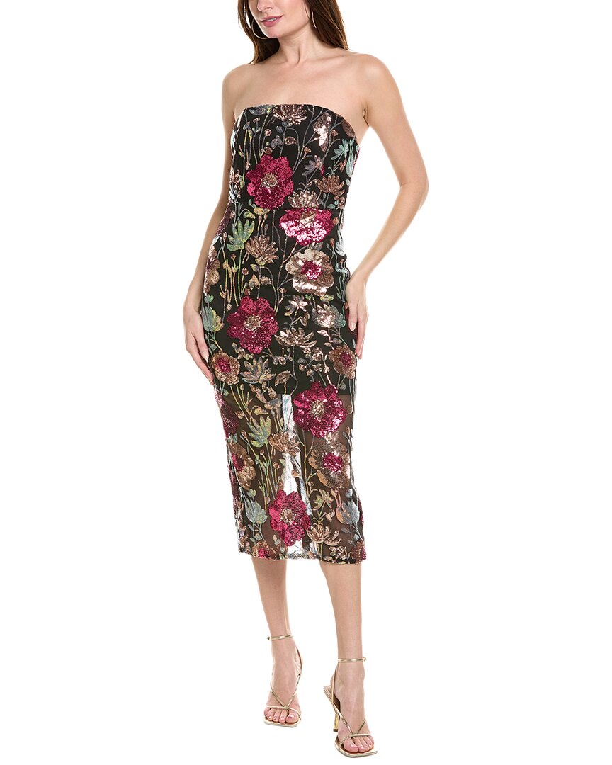 Bebe Strapless Sequin Midi Dress In Black