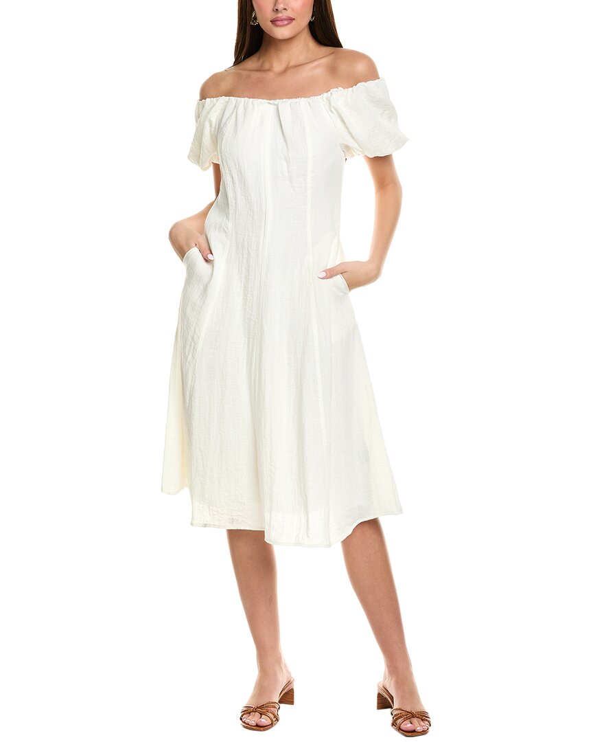 Shop Sam Edelman Off-the-shoulder Midi Dress In White