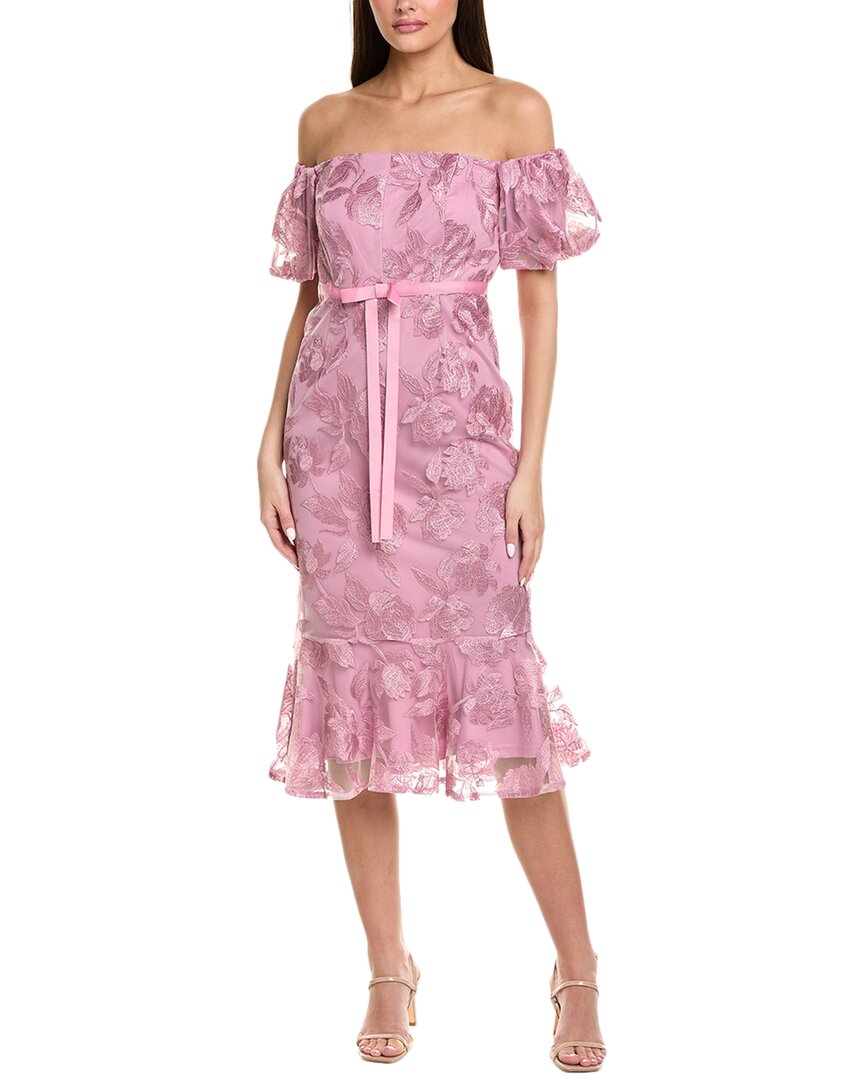 Sam Edelman Leafy Embroidered Midi Dress In Pink
