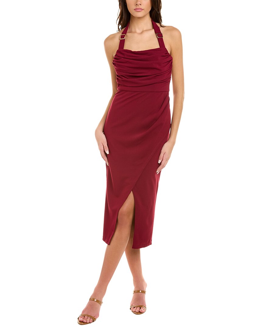Shop Black By Bariano Lily Halter Midi Dress In Red