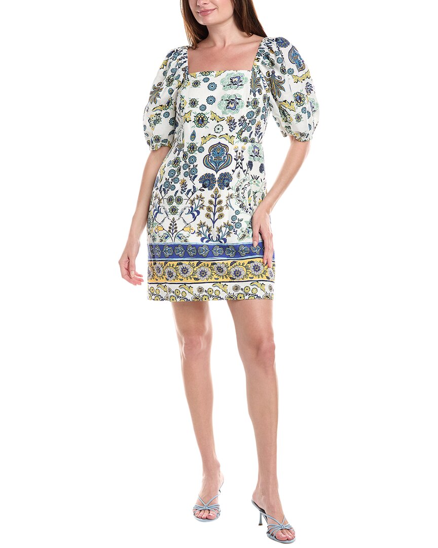 Anne Klein Puff Sleeve Linen-blend Mini Dress