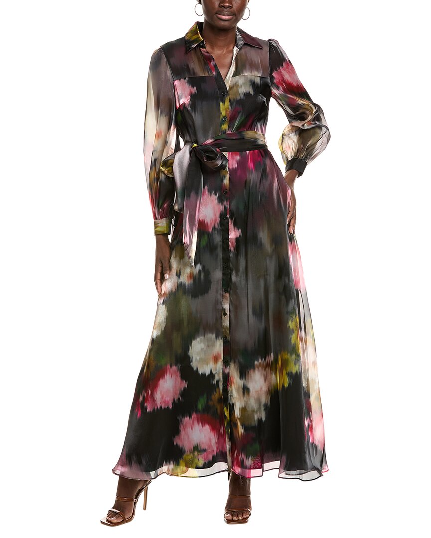 Julia Jordan Organza Maxi Shirtdress In Black
