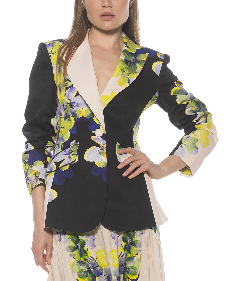 Alexia Admor Ruched Sleeve One-button Blazer In Multi