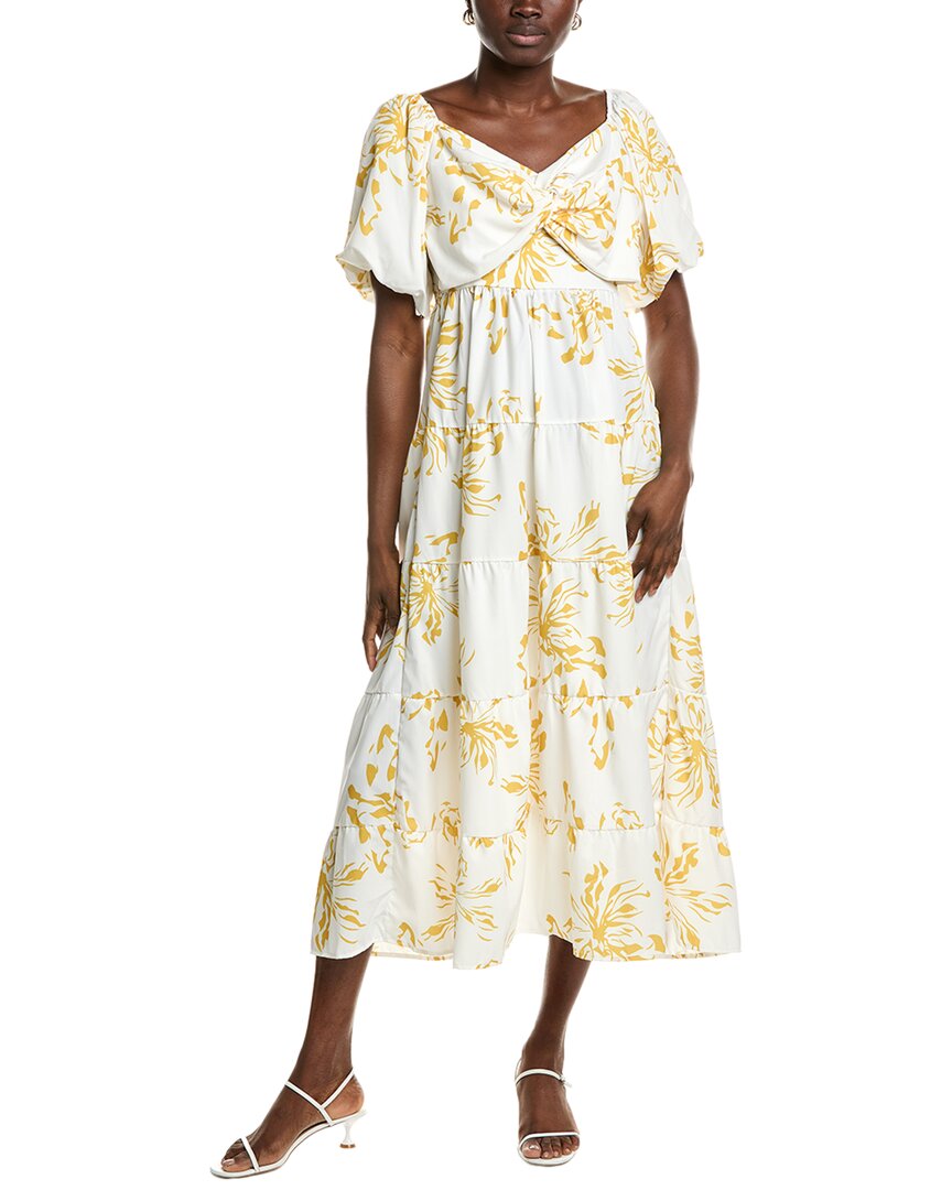 Ipponelli Tiered Midi Dress In Yellow