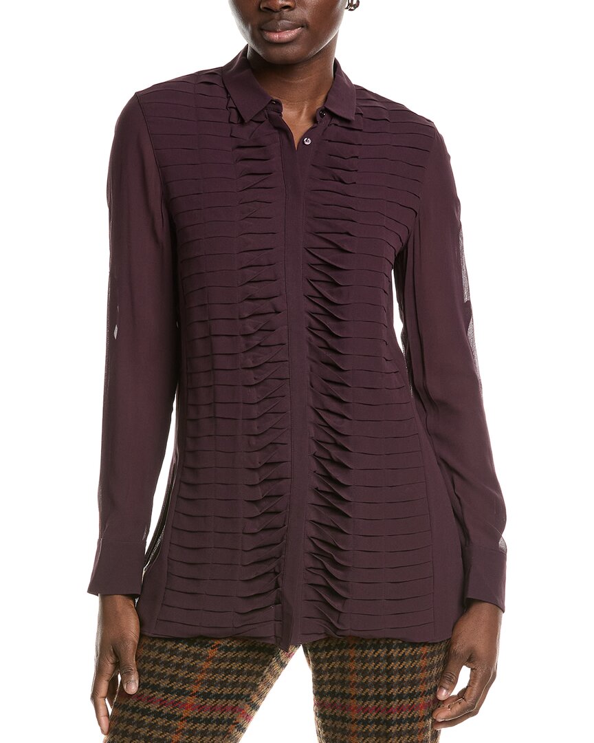 Akris Pleated Silk Blouse In Multi