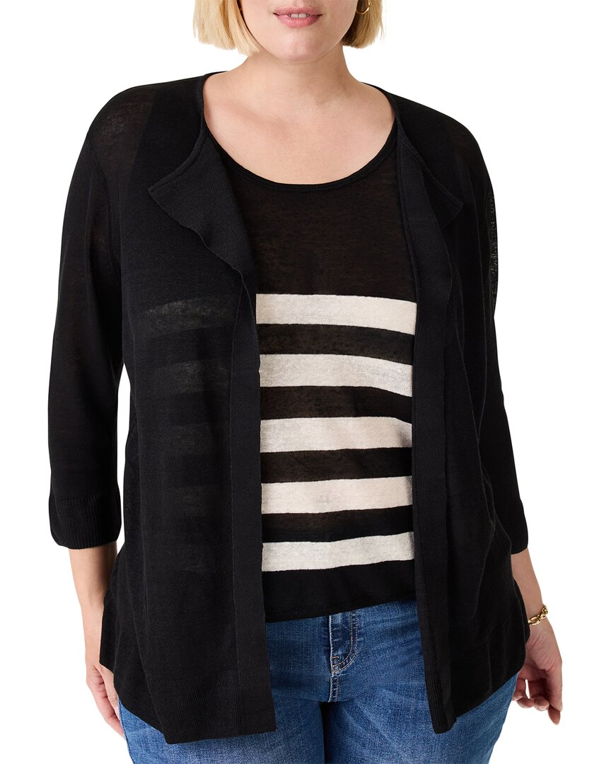 Nic + Zoe Nic+zoe Plus Featherweight Flyaway Linen-blend Cardigan