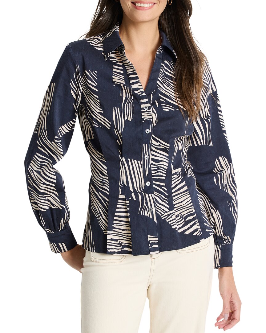 Nic + Zoe Nic+zoe Zebra Stripe Stretch Cotton Button-up Shirt