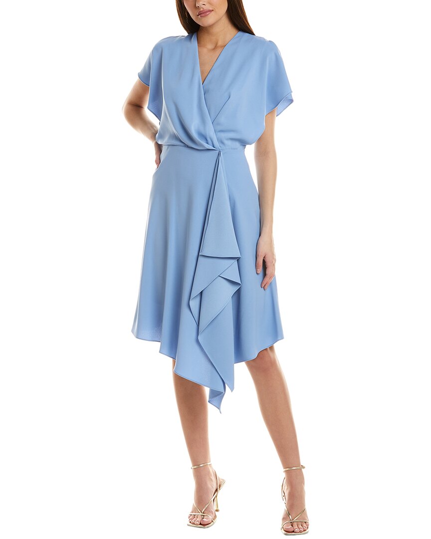 Black Halo Marley Draped Dolman-sleeve Midi Dress