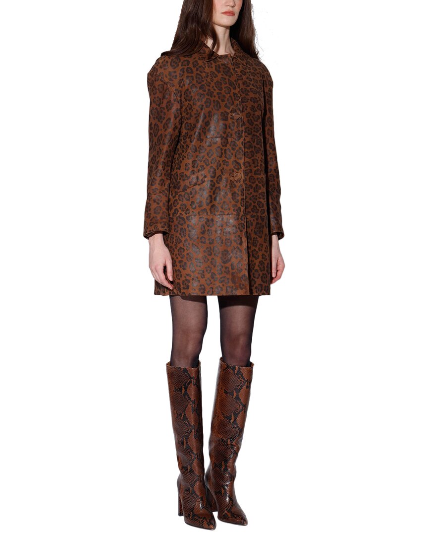 Walter Baker Candice Leather Coat In Brown