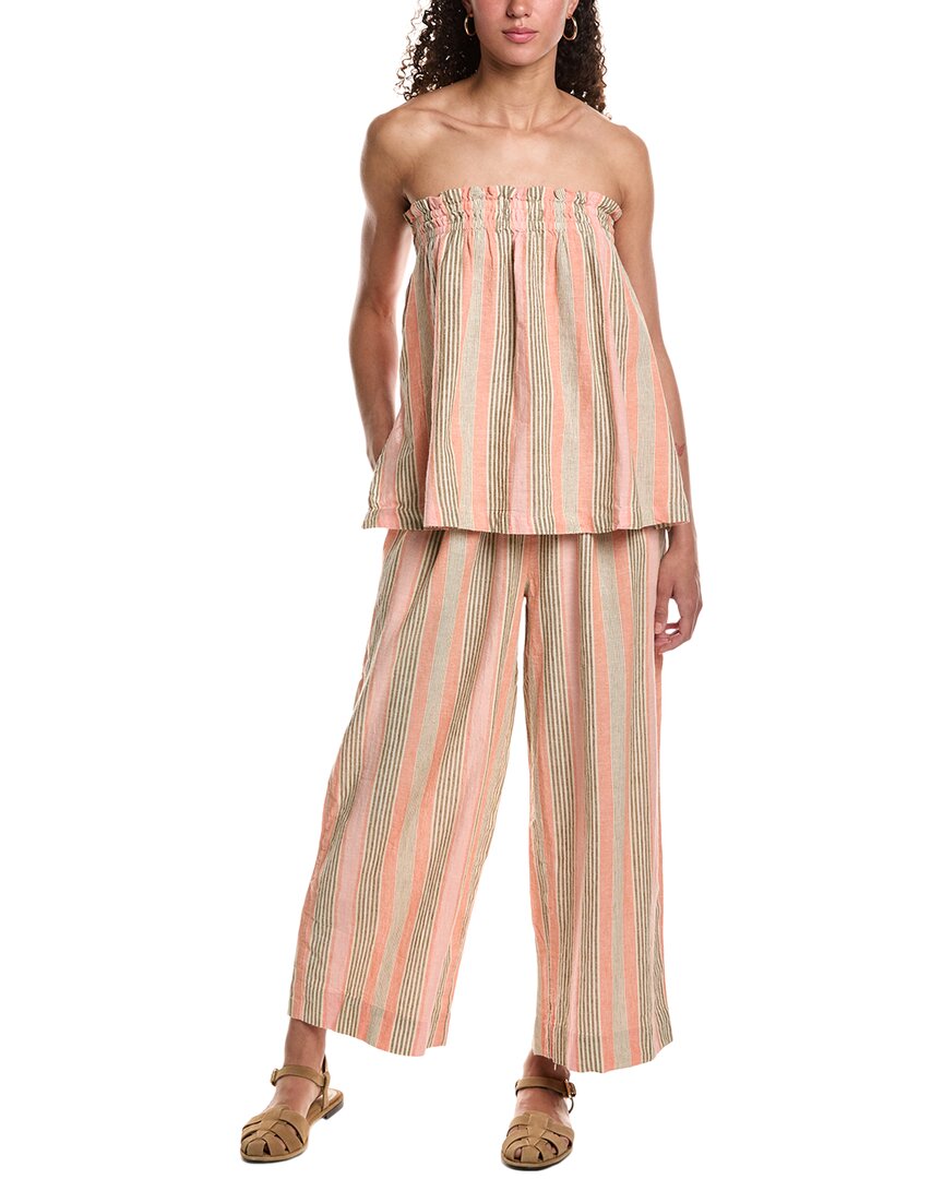 Free People 2pc Corfu Striped Linen-blend Top & Pant Set