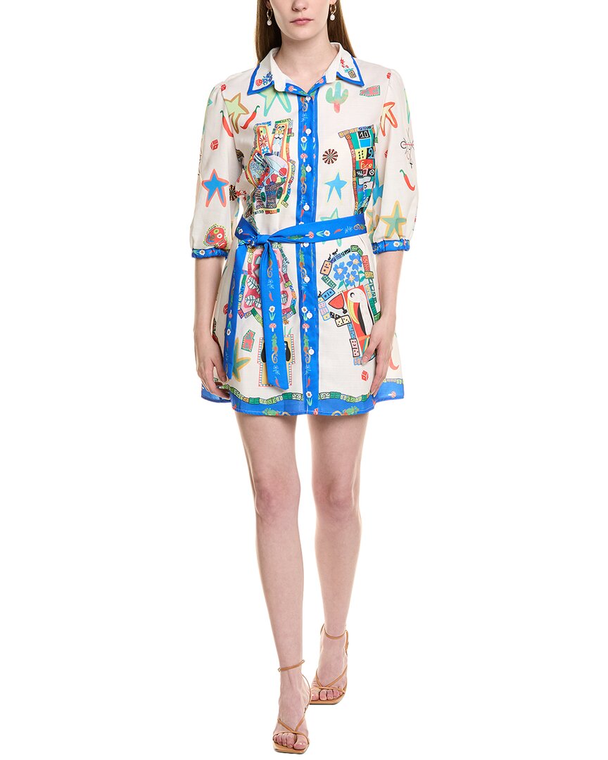 Jl Luxe Waist Tie Linen-blend Shirtdress In White