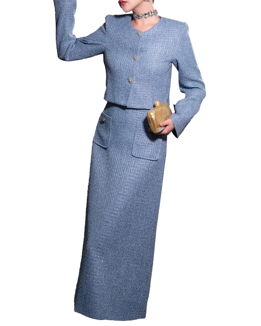 Brc By Burryco 2pc Cardigan & Dress Set In Blue