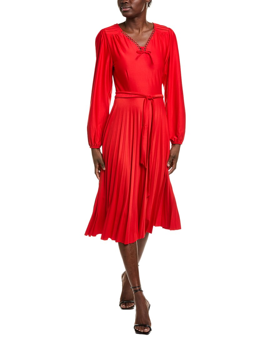 Sharagano Pleated Midi Dress In Red
