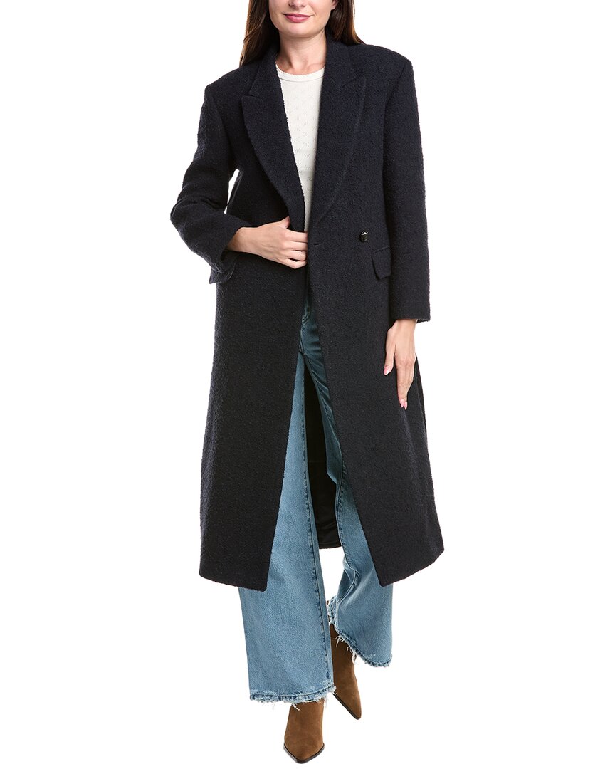Sandro Boucle Wool & Alpaca-blend Coat In Black