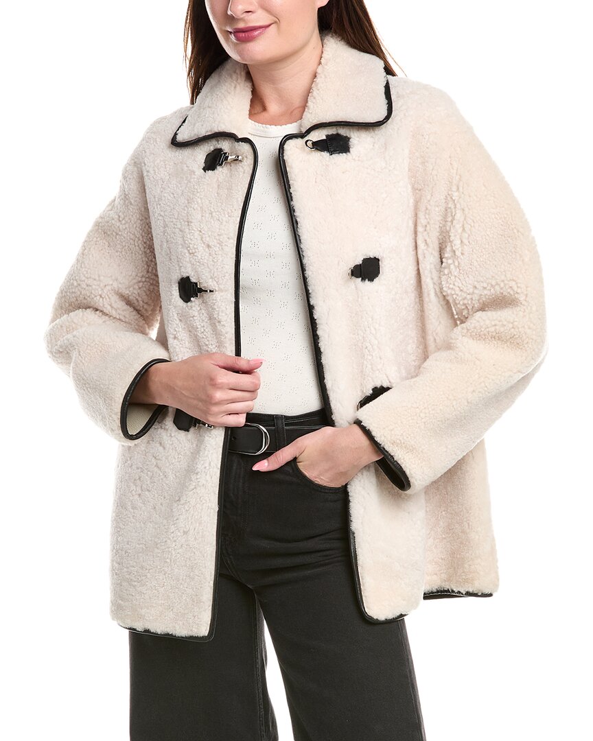 Maje Leather Coat In White
