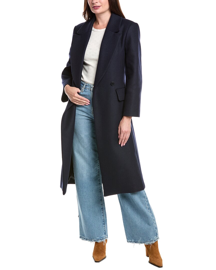 Maje Wool-blend Coat In Blue