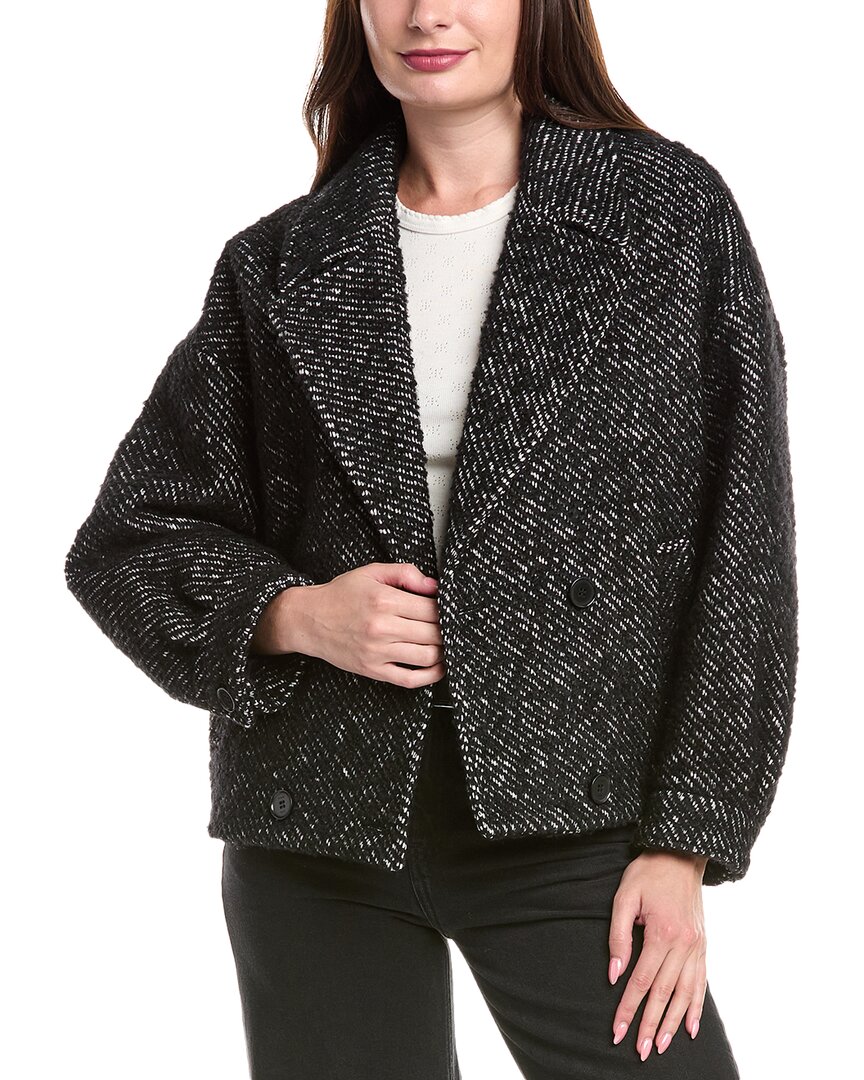 Maje Wool-blend Coat In Black