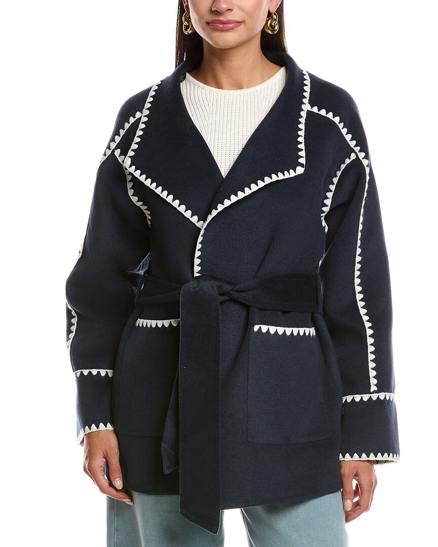 Stella + Lorenzo Trench Coat In Blue