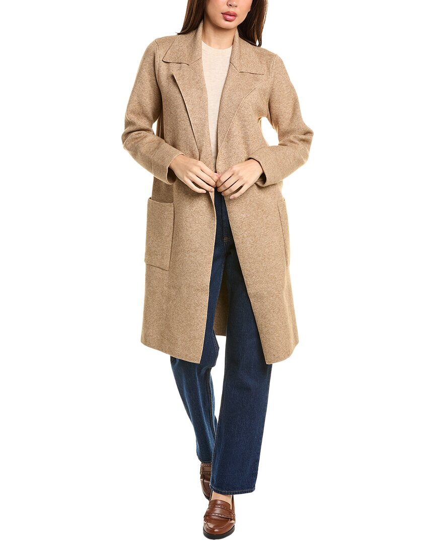 Stella + Lorenzo Open Front Coat In Brown