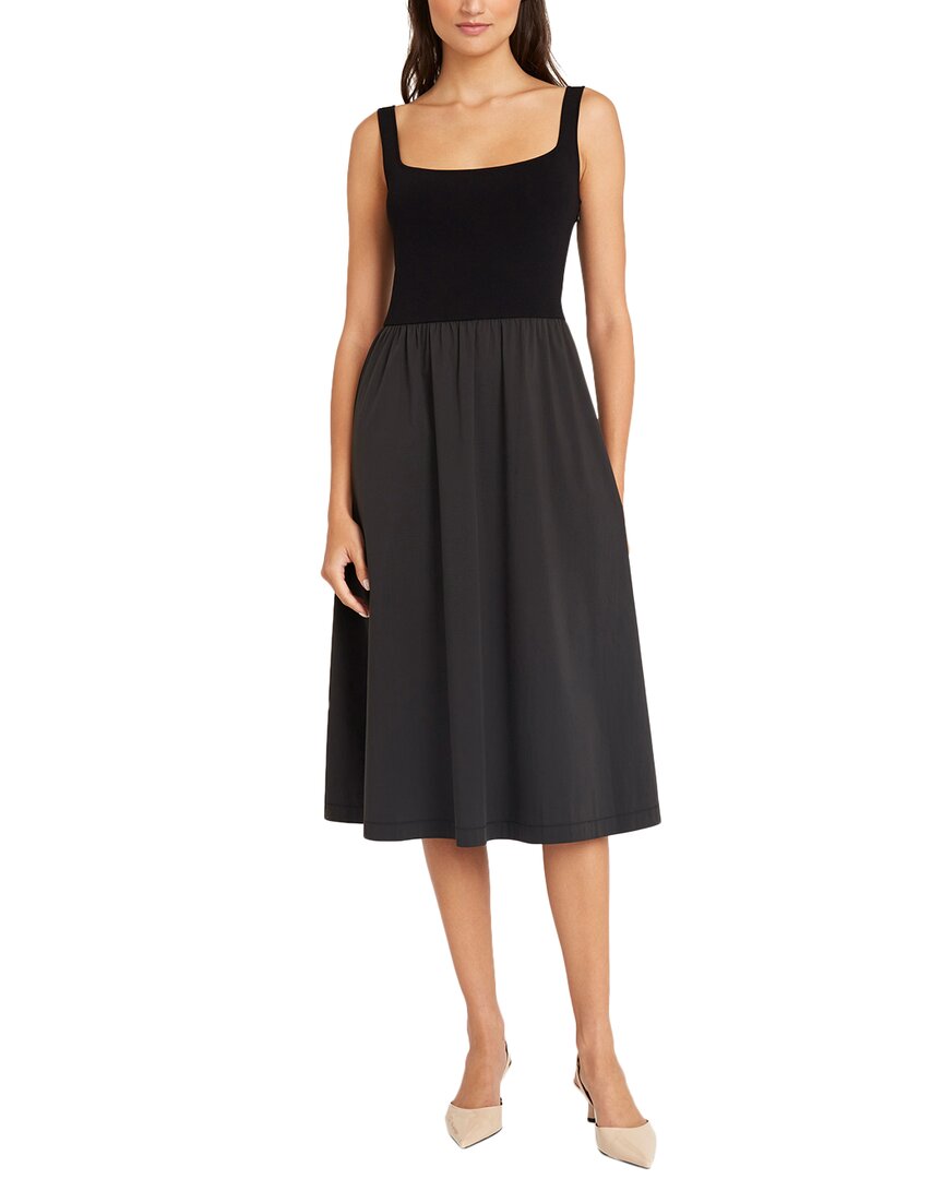 Luxely Aura Mixed Media Midi Tank Dress In Black