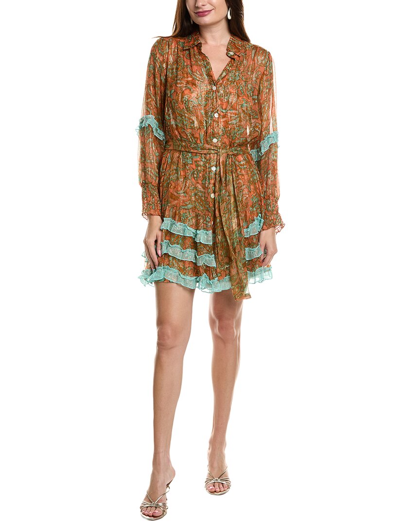 Miss June Ruffle Tiered Shirtdress In Brown